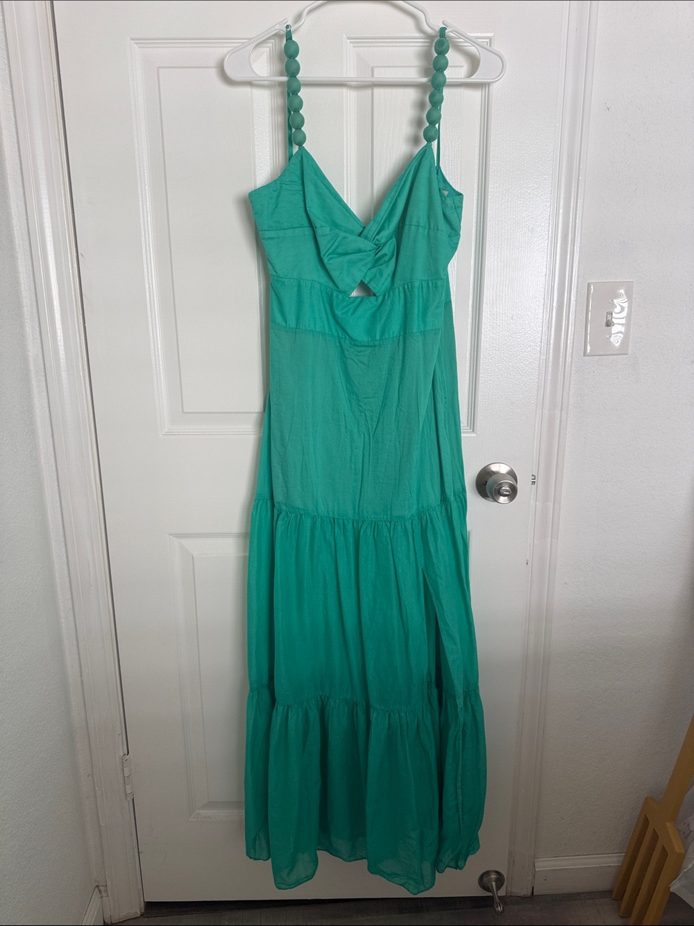 10.Deep Teal Maxi Dress with Beaded Straps